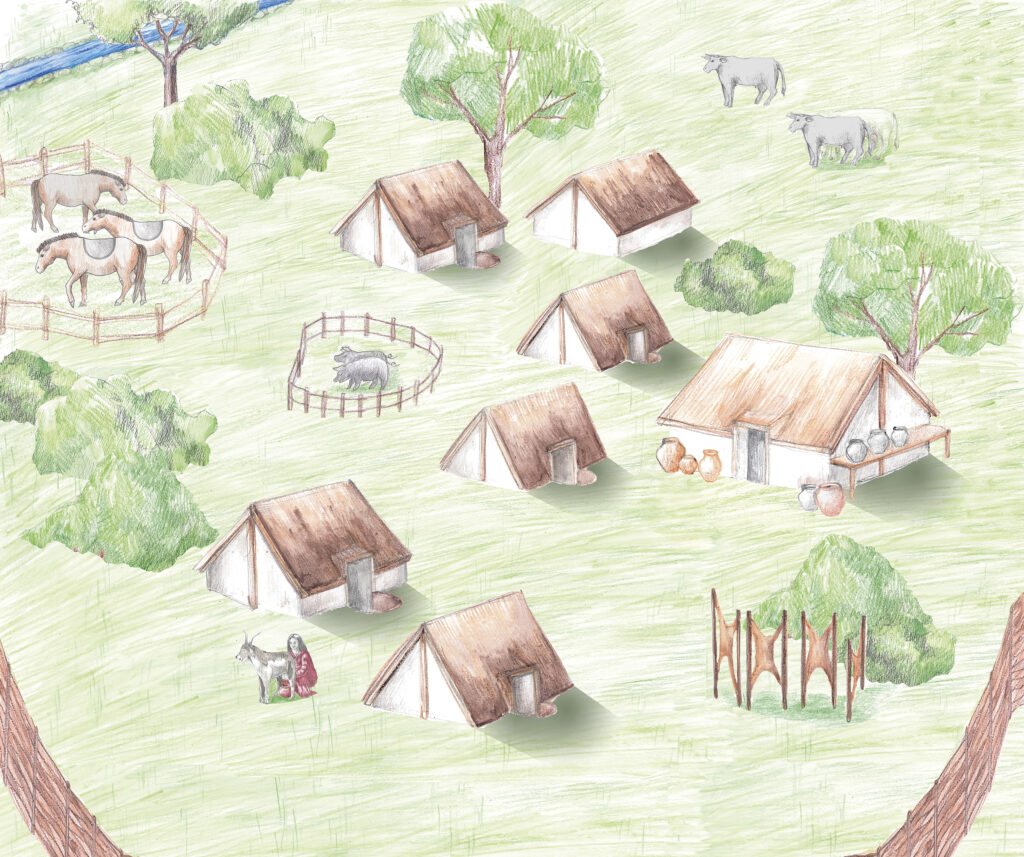 Egy avar kori település elképzelt látképe